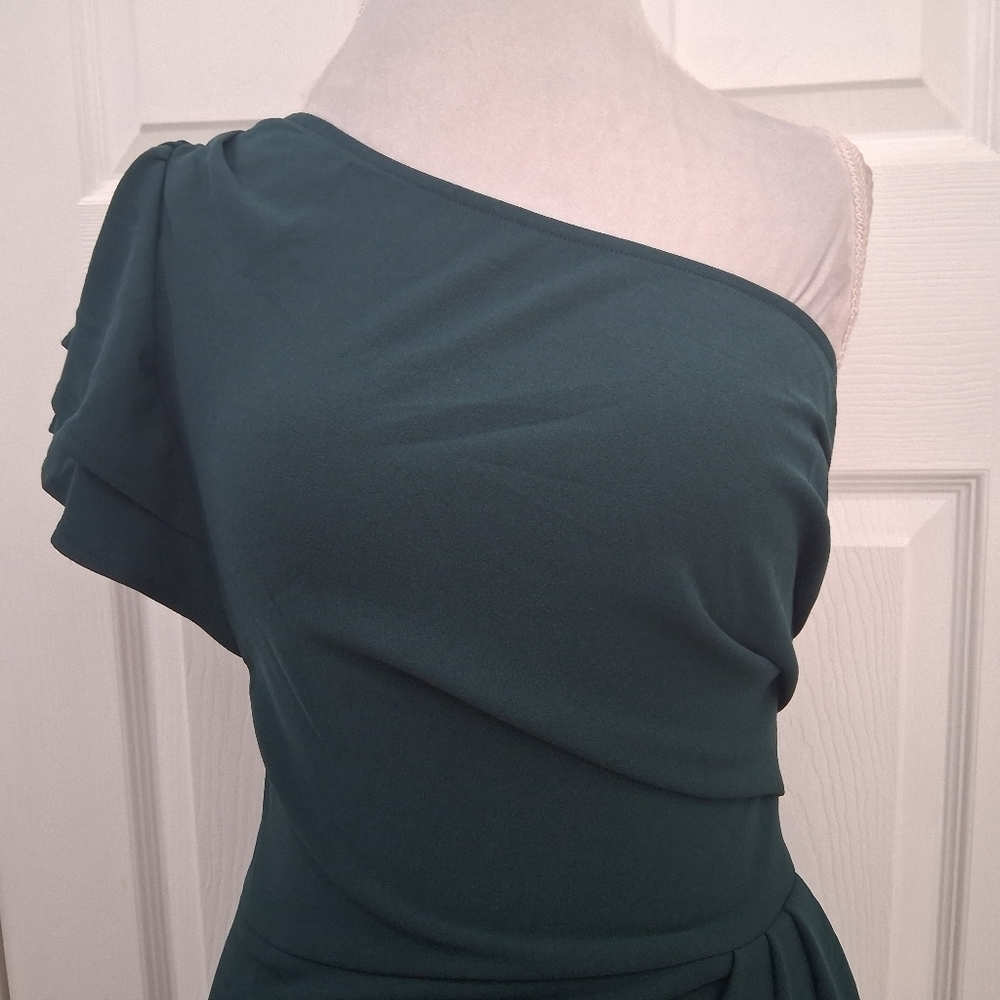NWT BTFBM Forest Green One Shoulder Special Occasion Dress Size S - Picture 5 of 16